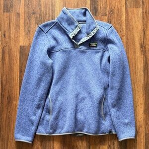 L.L. Bean Heathered Periwinkle Snap-Quarter Sweaterfleece Pullover